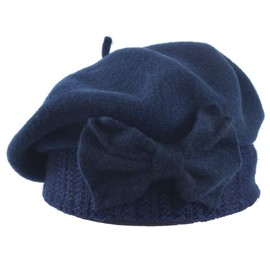 Ruphedy Women's Beret Hat Chic French Beret Beanie Wool Dress Winter Hats Hy022 (Navy)