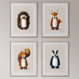 Tigercub Prints Woodland Animal Nursery Prints | A3 Set of 4 | Printed on 400gsm Professional Quality Paper | Designed and Printed in UK | Nursery Decor | Baby and Kids Wall Art | Bedroom Decoration