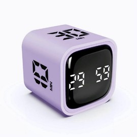 Cuteefun Cube Timer, Rotating Pomodoro Timer, 5/10/30/60 Minutes & Countdown Timer, Productivity Timer with Vibration, Short Timer with Adjustable Sound for Children, Kitchen, Sports, Study, Purple