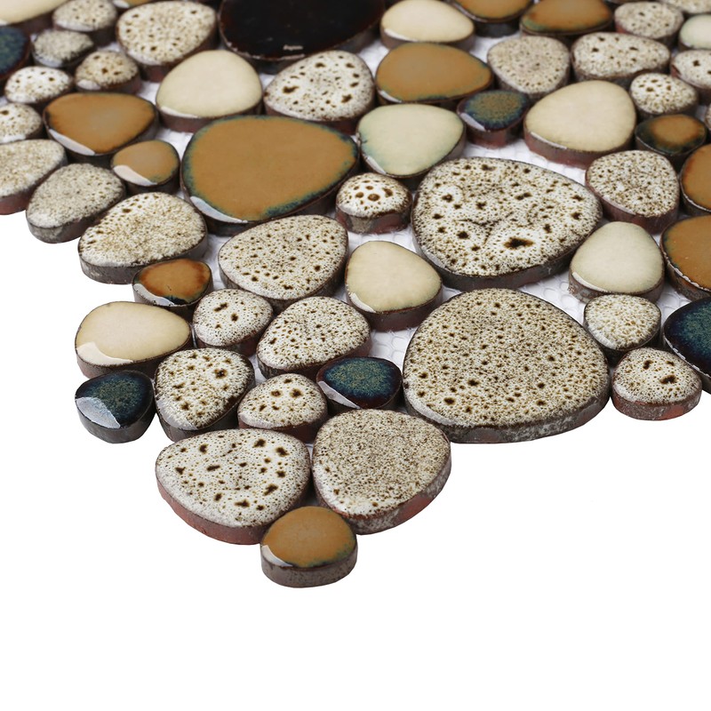 Parrotile Pebble Shower Floor Tile Bathroom Beige Wall Backsplash Mosaic