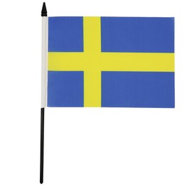 Sweden Table Flag 5'' x 8'' - Swedish Desk Flag 21 x 14 cm - Black plastic stick and base - Drapeau Suède AZ FLAG
