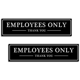 SINYUDUN 2 Pack Acrylic Employees Only Sign for Door or Wall, with Double Sided Tape, for Office, Business Door, Store, Restroom (Black, 2.1 x 8 Inch)