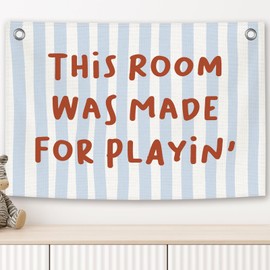 MNASAIOO Trendy This Room Was Made for Playing Banner, Preppy Playroom Kids Girls Room Decor, Nursery Funny Canvas Flag Wall Hanging Decor Art for Girly Toddler Classroom Preschool Dorm 20x30in