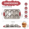 6-Cup Muffin Pans Set of 2, Nonstick Round Cupcake Pan