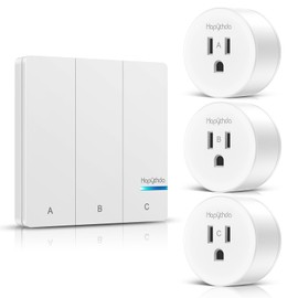 HAPYTHDA Remote Control Outlet Plug, 15A/1500W Wireless Light Switch for Lights, Fans, Projectors, Kitchen Appliances, 500 Feet RF Range Remote Light Swich Wireless, 3 Outlets & 1 Remote