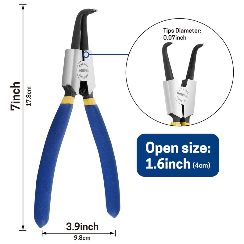 7 Inches Snap Ring Pliers, External Circlip Pliers with Bent