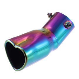 X AUTOHAUX Car Curved Exhaust Tip Pipe Heart Shape 2.36" Inlet 7.48'' Length Exhaust Pipe Muffler Tip Tailpipe Bolt-On Metal Multicolor
