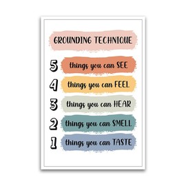 Grounding Techniques Poster - Colorful Educational Poster For Classroom - 12 x 18 Inch Premium Gloss Poster - Decorative Poster For Classroom Dorms Office And Home - Made in USA - FHJP070