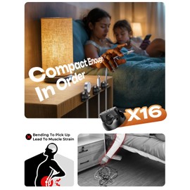 16-Pack Magnetic Cable Clips [1S Snap-On] Cord Holder, LISEN Office Desk Organizers and Accessories with 8 Extra Strong Adhesive Pads, Wire Organizer for Nightstand, Home, Wall, Car, Desktop