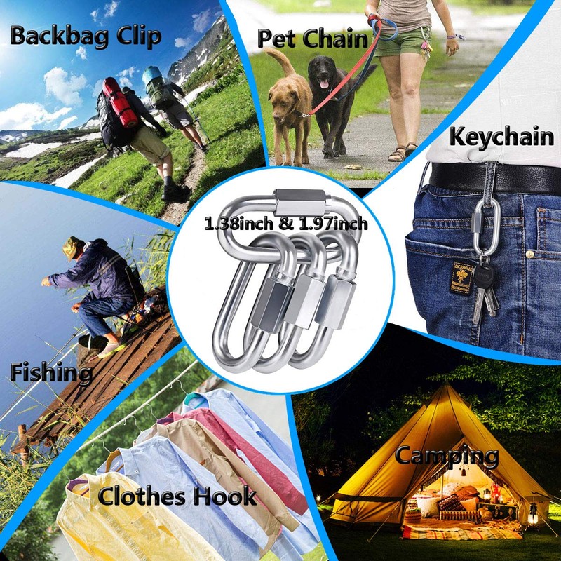 Quick Link, 304 Stainless Steel D Shape Locking Carabiner Keychain