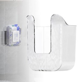 Xanadued Kitchen Wipes Storage, Flushable Wipes Holder for Bathroom, Wall-Mounted Tissue Box, Non-Slip Flushable Wipes Holder, Wipe Container, Wipes Dispenser for Kitchen Bedroom Bathroom, White