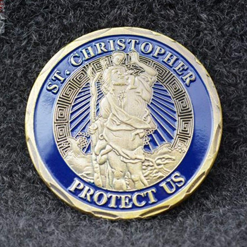 WOERDA St Christopher Protect Us Challenge Coin Prayer Coin