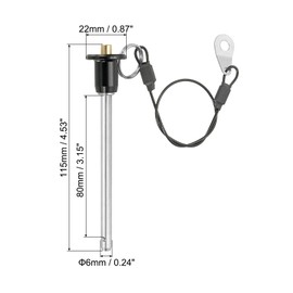 PATIKIL Quick Release Pin 1/4" x 3.15", Ball Locking Pin 304 Stainless Steel Quick Release Fastening Safety Locating Pins with Push Button 25 cm Lanyard Cable (6 x 80mm)