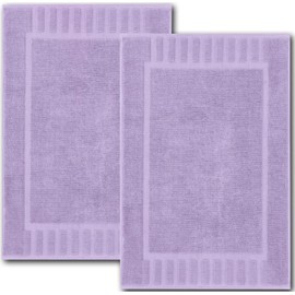 White Classic Luxury Bath Mat Floor Towel Set - Absorbent Cotton Hotel Spa Shower/Bathtub Mats [Not a Bathroom Rug] 22"x34" | 2 Pack | Lavender