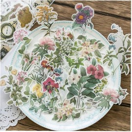 60pcs/Set Vintage Washi Sticker Set Retro Flowers Sticker Decorative Stickers DIY Scrapbooking Diary Album Label Stick Clever Design Scrapbooking and Stamping