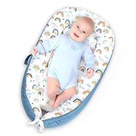 AMAWMW Baby Lounger for Newborn Infant Baby Nest Sleeper for 0-12 Months Portable Adjustable Washable Lounger Cover for Co Sleeping Removable Slipcover Lounger Pillow Floor Seat for Travel Essentials