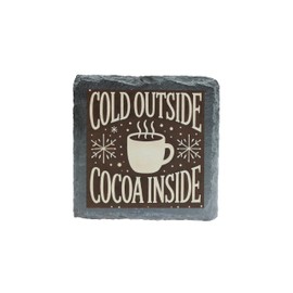 Cold Outside Cocoa Inside Slate Coaster – Winter Hot Cocoa Design (slco-ds24-coccirg)