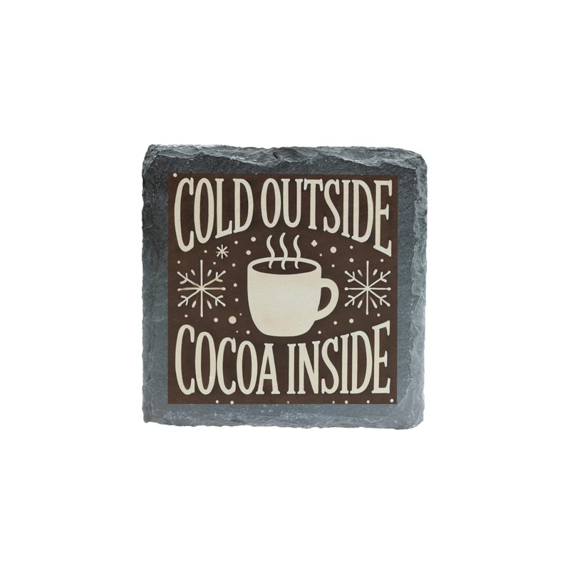 Cold Outside Cocoa Inside Slate Coaster – Winter Hot Cocoa