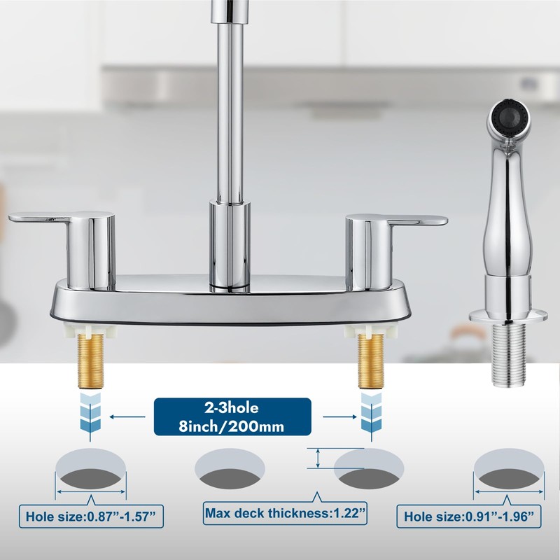 Cinwiny 8 Inch Centerset Kitchen Faucet for Sink 3 Hole