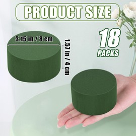Hahood 18 Packs Round Floral Foam Blocks Green Wet Dry Flower Foam Bricks 3.15 Inch DIY Flower Arrangement Supplies Kit Florist Block for Aisle Flowers Wedding Party Decorations