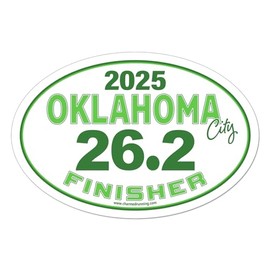 Charmed Running Brand Oklahoma City Marathon 26.2 Finisher Car Magnet with Custom Year Option