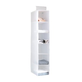 YINGGG 6 Shelves Hanging Wardrobe Organiser Storage Unit for Sweater Clothes (White, 20cm)