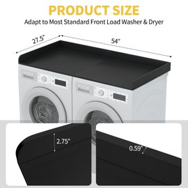 Foldable Washer Dryer Countertop, 27.5" x 54" Laundry Countertop w/Non-Slip Mats, Washer and Dryer Countertop w/Shelf for Storage Organization (Black)