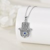 VONALA Hamsa Hand Necklace 925 Sterling Silver Evil Eye Hand
