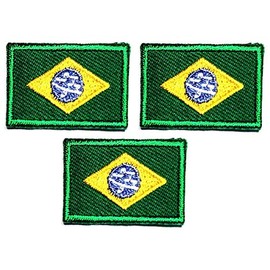 Umama Patch Set of 3 Mini flag '' 0.6X1.1 '' Country National Brazil Flag Military Patch World Country Flag Motif Sew Iron on Patch for Kids Clothing School Bag Jackets Jeans Backpacks Hats