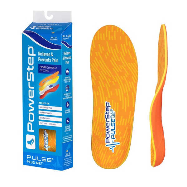 Powerstep Pulse Plus Metatarsal Pain Relief Orthotics - Running Shoe Inserts for Metatarsalgia, Arch Support, and General Ball of Foot Pain Relief (M 6-6.5, F 8-8.5)