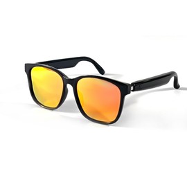 QJF Smart Glasses, Polarized Bluetooth Sunglasses Audio Polarized Sunglasses with Speaker, Voice Assistant, Open Ear, Outdoor UV Protection Unisex (Orange)