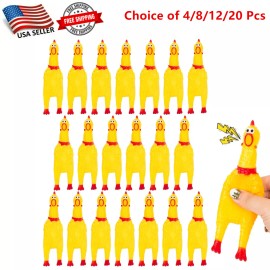 Unbranded 4/8/12/20 Pc of Small Squeaky Rubber Chicken Chew Toy with Playful Squeeze Sound - 4 Pcs