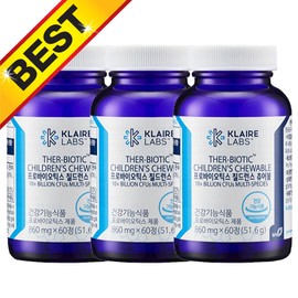 Clair Labs Dr. PNT Probiotics Complete Children’s Chewable 860mg / 클레어랩스 닥터피엔티 프로바이오틱스 컴플리트 칠드런스 츄어블 860mg X 60정 (3개) 무료배송
