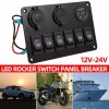 AOMINOHOMA 6 Gang 12V/24V Inline Fuse Box LED Rocker Switch