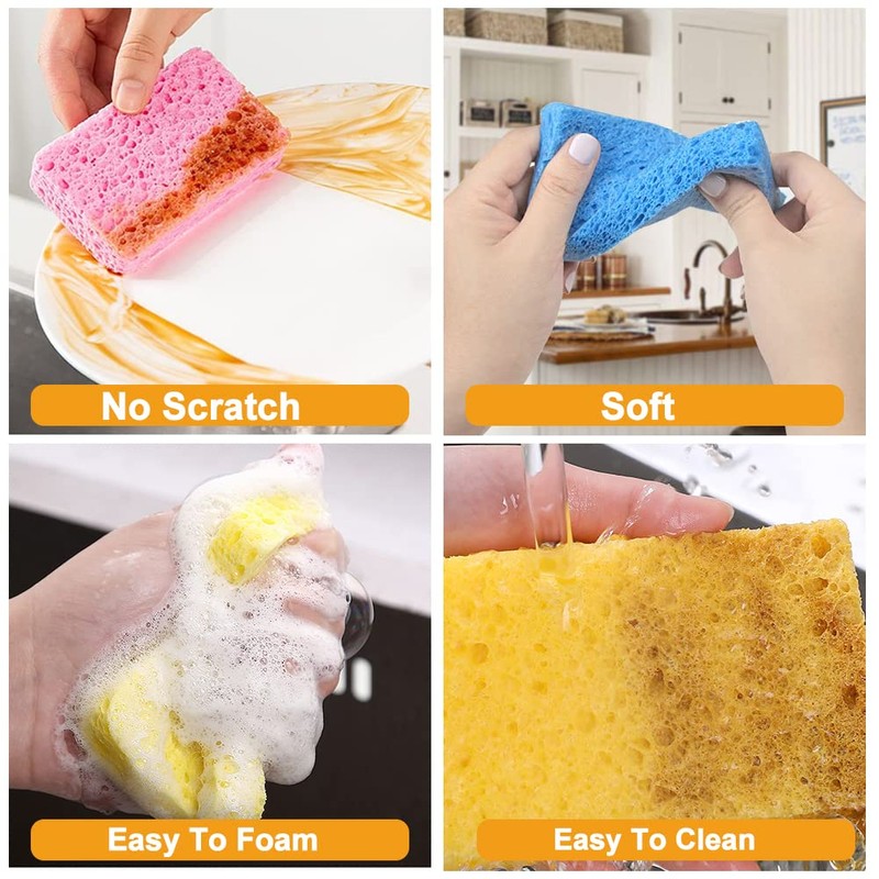 Pop-Up Sponges Kitchen, Pack of 10 Compressed Sponge Kitchen Cellulose