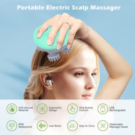 KeeKit Electric Pet Massager for Dogs and Cats, IPX6 Waterproof Cordless Dog Cat Massage Tool, 4 Massage Heads and 96 Massage Nodes, Portable Handheld Head and Back Scratcher,Green