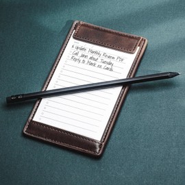 Notsu Note Card Holder | Minimalist 3x5 Inch Index Card Holder Handheld Case in Premium Dark Brown Vegan Leather with 25 To Do List Notecards