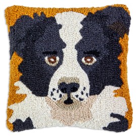 Chandler 4 Corners Artist-Designed Border Collie Hand-Hooked Wool Decorative Throw Pillow (14 in x 14 in) Dog Pillow for Couches & Beds - Easy Care & Low Maintenance - Border Collie Home Décor