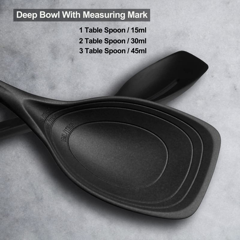 Large Silicone Cooking Spoon, Non-Stick Solid Spoon set with Deep