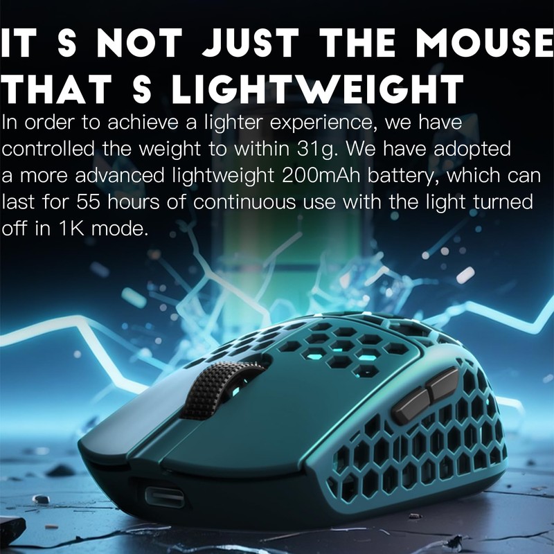 Darmoshark M5Air Mini Wireless Gaming Mouse,Tri-Mode 8K/Bluetooth Mouse Up to