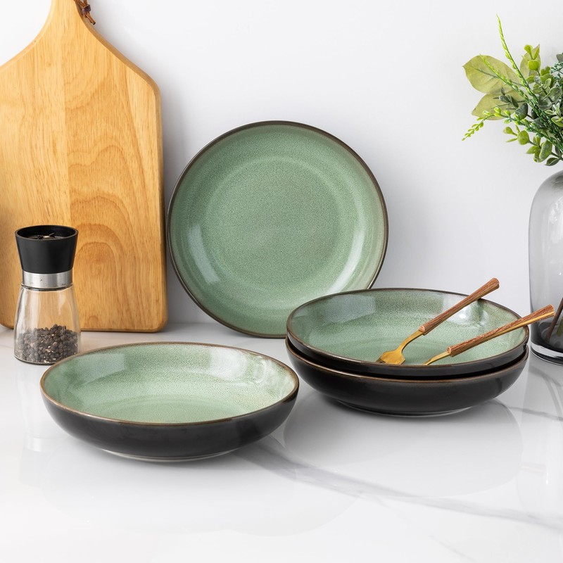 LERATIO Large Pasta Bowls,38oz Ceramic Pasta Bowls,9.0" Reactive Glaze Pasta