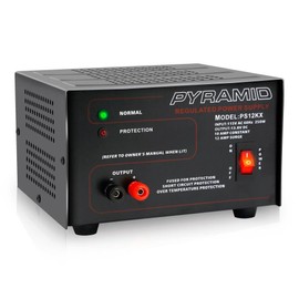 Universal Compact Bench Power Supply - 10 Amp Linear Regulated Home Lab Benchtop AC-to-DC 12V Converter w/ 13.8 Volt DC 115V AC 250 Watt Input, Screw Type Terminals, Cooling Fan, LED - Pyramid PS12KX