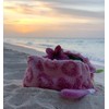 Plush Pink Cosmetic Case with Heart Pattern, Furry Texture, Wrist