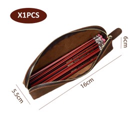 YSDYY 1 Piece Leather Pencil Case, Simple Solid Color Pencil Case, Large Capacity Stationery Bag, Zip Glasses Bag, Student Stationery Bag, Multi-Purpose Storage Bag