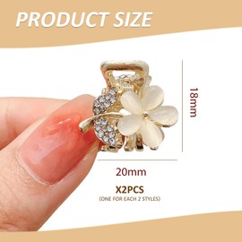 2 Leaf Hair Clips And 2 Flower Hair Clips, Rhinestone Hair Clips, Ele Hair Clips, Mini Hair Clips, Hair Accessories