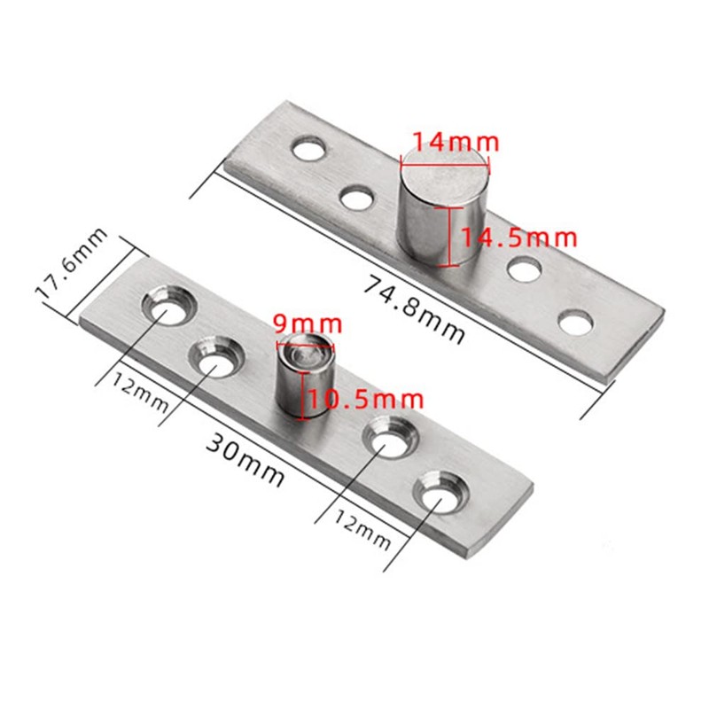 2 Pcs 360° Door Pivot Hinge,Stainless Steel Rotation Hidden Door