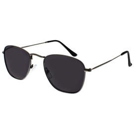 OPULIZE Sky Sunglasses Thin Rimmed Classic Shape Metal Frame Scratch Resistant Tinted Lens UV400 Protection Lens Matt Gunmetal Black Tips Mens Womens S95-7 +0.00