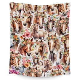 Horse Throw Blanket - Soft, Fuzzy & Warm - 40 x 50 Inches Small Blanket for Couch, Sofa - Colorful Cute Blanket Gift for Girls, Boys