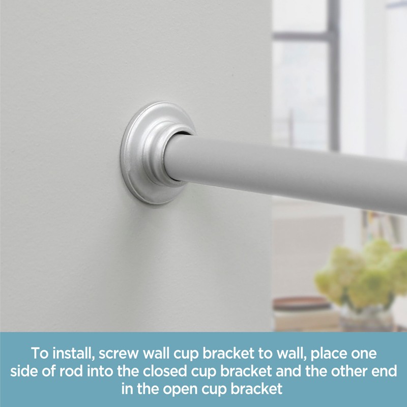 Kenney Hardware Mount Wall Cup Brackets 3/4" Curtain Rod, 5/8"