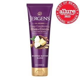Jergens, Shea and Cocoa Humectante Manteca Corporal Crema Corporal y de Manos piel seca para un Tono ms Uniforme con vitaminas B3 y E, 8.5 oz
